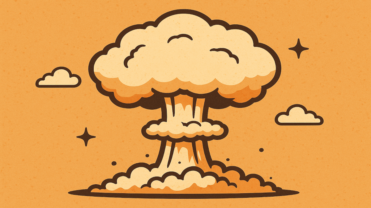Cartoon representation of a nuclear explosion.