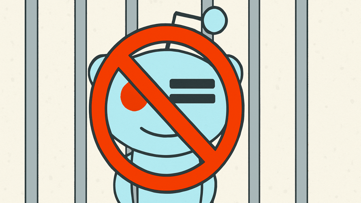 2D, cartoon impression of a Reddit ban.